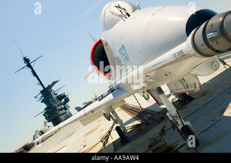 A4 Skyhawk auf einem Flugzeugträger Stockfoto