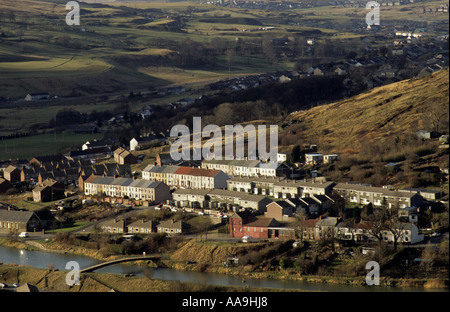 Reihenhäuser in einem Tal, South Wales Wales UK Stockfoto