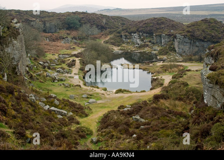 Haytor Steinbruch, Dartmoor, England Stockfoto