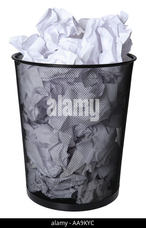 Müll kann voller Papier Stockfoto