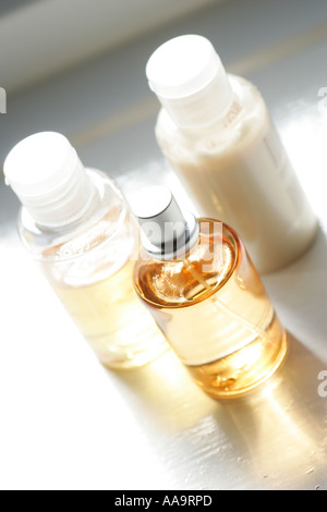 Flaschen von ätherischen Ölen Stockfoto