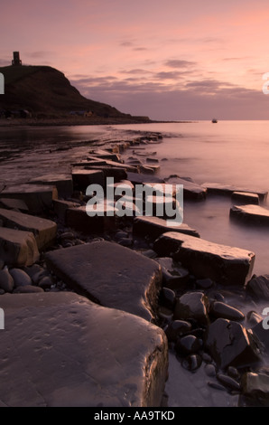 Sonnenuntergang Küste von Kimmeridge Bucht Dorset England UK Stockfoto
