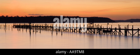 Sonnenuntergang über Brownsea Island Poole Dorset England UK Stockfoto