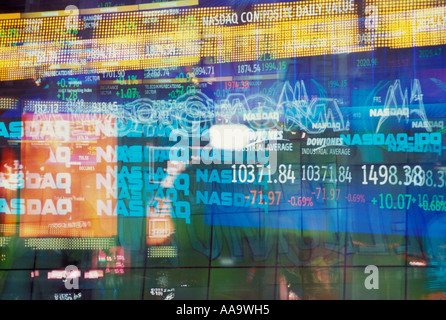 NASDAQ Stock Quote auf einem Display in Times Square New York City Vereinigte Staaten von Amerika Stockfoto