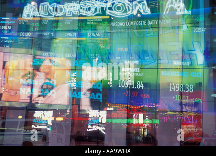 NASDAQ Stock Quote auf einem Display in Times Square New York City Vereinigte Staaten von Amerika Stockfoto