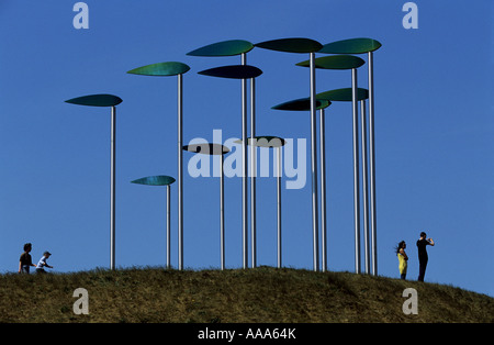 "Green Wind 2" ökologischen Künstlerin Diane Maclean, Thump, Ravenswood housing Estate, Nacton, Ipswich, Suffolk, UK. Stockfoto