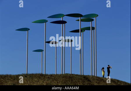 "Green Wind 2" ökologischen Künstlerin Diane Maclean, Ravenswood Wohnsiedlung, Nacton, Ipswich, Suffolk, UK. Stockfoto