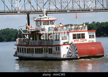 Mark Twain Paddel-Dampfer auf dem Mississippi River bei Hannibal Missouri MO Stockfoto