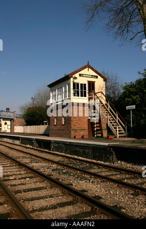 Powys Llandrindod Wells Stellwerk am Bahnhof Stockfoto