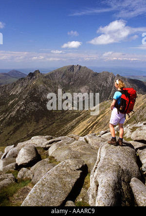 Die Aussicht vom Gipfel des Goat Fell auf der Isle of Arran Cir Mhor zeigen Stockfoto