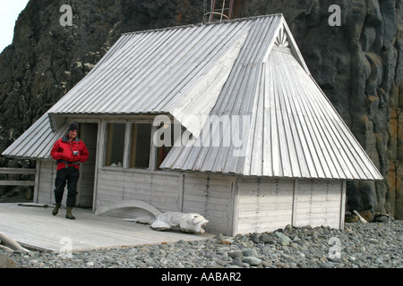 Tourist Shop für Kreuzfahrt-Passagiere auf der Arctowski polnischen Forschung Basis, King George Island Antarktis Stockfoto