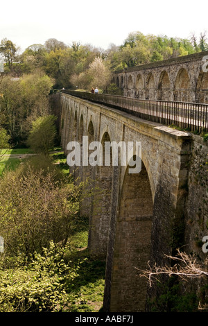 UK Wales Clwyd Chirk Thomas Telfords Llangolen Aquädukt und Bahnhof Kanalbrücke über Afon Ceiriog Stockfoto