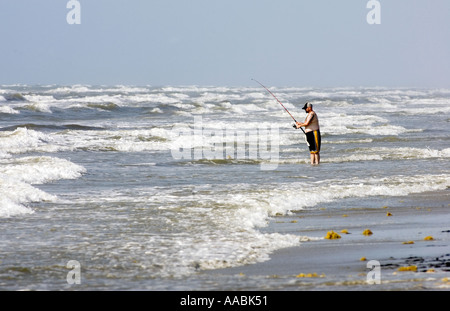 Fischer auf Padre Island in der Nähe von Corpus Christi Texas Stockfoto