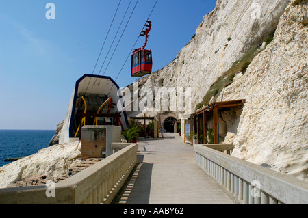 Seilbahn am Rosh Hanikra im Norden Israels Galiläa Stockfoto