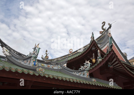 Dach-Design-Detail auf Thian Hock Keng Tempel des himmlischen Glücks Chinatown Outram Singapur Stockfoto