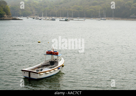 Boote auf der Fal-Mündung, Fowey, Cornwall, UK. Stockfoto