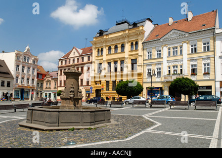 Altstadt-Platz von Ceska Lipa, Böhmen, Tschechien Stockfoto