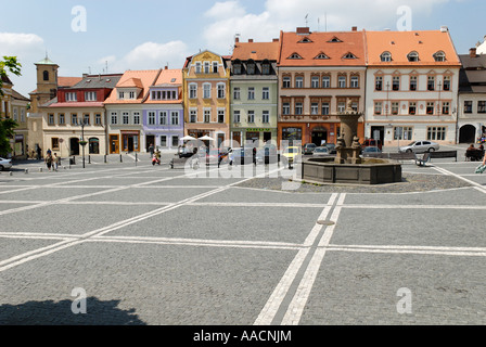 Altstadt-Platz von Ceska Lipa, Böhmen, Tschechien Stockfoto