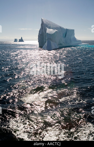 Grönland-Ilulissat-Eisberge und Gefolge von Arctic Umiaq Line Fähre segeln Richtung Norden entlang der Westküste Stockfoto