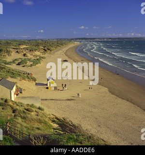 Blick Süden auf Saunton Sands Beach und Braunton Burrows mit Westward Ho! in Ferne Devon England Stockfoto