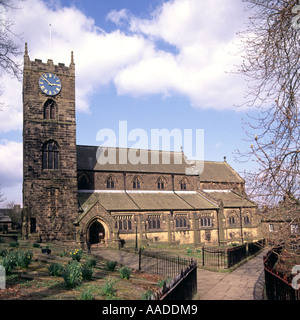 Haworth-Kirche und Friedhof, die Verbindungen mit der Familie Bronte und das nahe gelegene Pfarrhaus hat Stockfoto