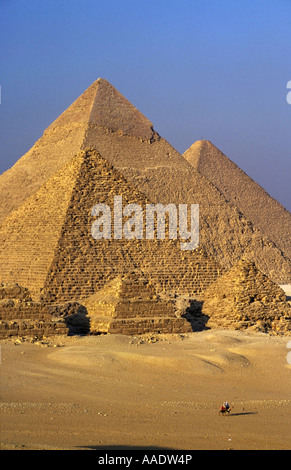 Ägypten Kairo die Pyramiden bei Sonnenuntergang Stockfoto