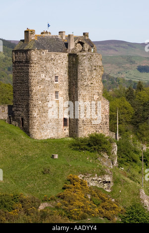 Neidpath Castle über dem Fluss Tweed, westlich von der Stadt von Peebles, Schottland Stockfoto