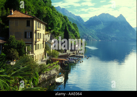 Switzerland Lake Lugano Gandria view of private home from Hotel Moosmann room 204 Stockfoto
