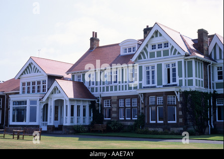 Muirfield Golf Club House, Kurs, Gullane, East Lothian, Schottland, UK, Sport, Gastgeber der Open Championship Häuser Stockfoto