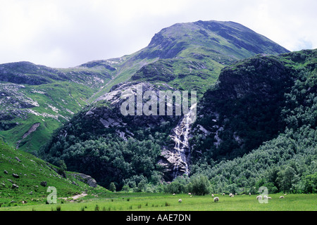 Steall Wasserfall Glen Nevis, Highland, west, westliche Schottland, Großbritannien, Reisen, schottischen Tourismus, Landschaft, Landschaft glens Stockfoto