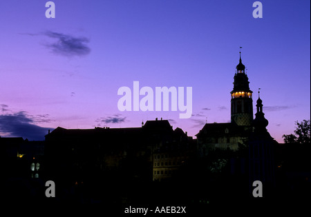 Schlossturm des 18. Jahrhunderts Krumlovsky Zamek Schloss-Cesky Krumlov, Tschechische Republik Stockfoto