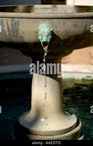 Ostgarten skulpturalen Brunnen The Getty Villa Skulptur Bronze Zibet Köpfe Auslauf-Streams aus den zentralen Springbrunnen Stockfoto