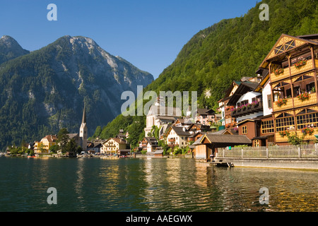 Hallstatt mit Christuskirche evangelische und katholische Pfarrkirche See Hallstatt Salzkammergut Oberösterreich Stockfoto