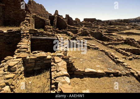 Stein Ruinen Mark Wände des Pueblo Bonito, Chaco Culture National Historical Park, Chaco Canyon, New Mexico, USA Stockfoto