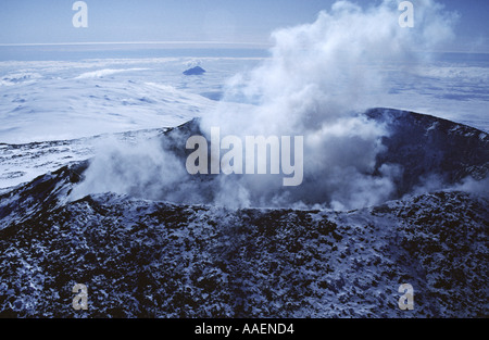 Rauchen-Gipfel des Mount Erebus Vulkan Ross Insel Antarktis Stockfoto