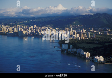 Antenne des Waikiki Honolulu Oahu Hawaii Stockfoto