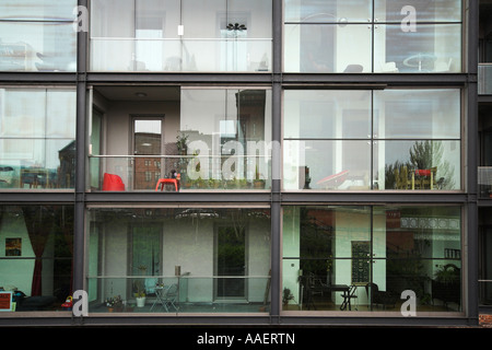 Moderne Wohnungen, die Box funktioniert, Worsley Street, Castlefield, Manchester, UK Stockfoto