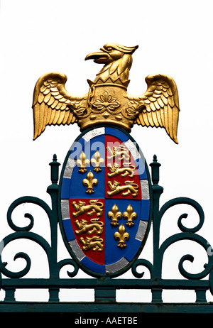 St. Johns College Wappen als ein Ausschnitt auf weißem Hintergrund dargestellt Stockfoto