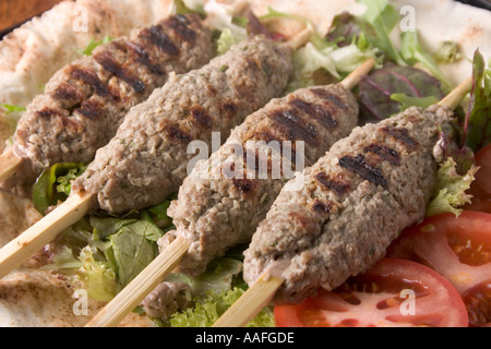 Koftas Fleisch auf Holzspieße Stockfoto