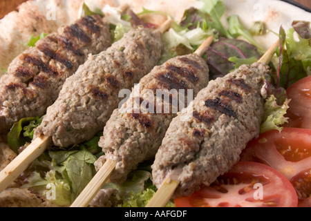 Koftas Fleisch auf Holzspieße Stockfoto