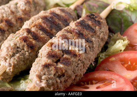 Koftas Fleisch auf Holzspieße Stockfoto