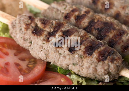 Koftas Fleisch auf Holzspieße Stockfoto