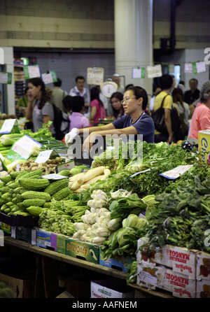 Gemüse zum Verkauf an Flemington Markt in Sydney Australia Stockfoto