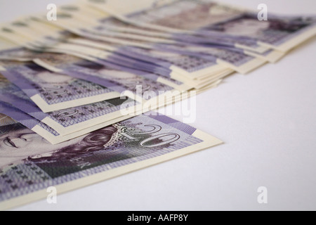 Bündel von neuen 20-Pfund-Note, 2007 Stockfoto