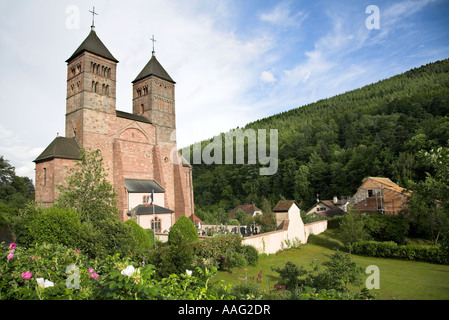 Kirche von Str. Leger, Murbach Abtei, Elsass, Frankreich. Stockfoto