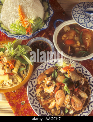 Roter Fisch curry und Tom Yam Suppe Thailand Stockfoto