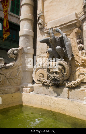 Brunnen in der Stadt Valletta auf der Mittelmeerinsel Malta Stockfoto