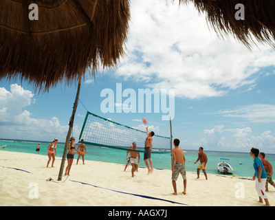 Mexiko Quintana Roo Yucatan Halbinsel Akumal Riviera Maya Beach-volleyball Stockfoto