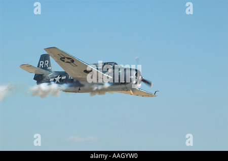 Eine Grumman TBM Avenger fliegt über Kopf. Stockfoto