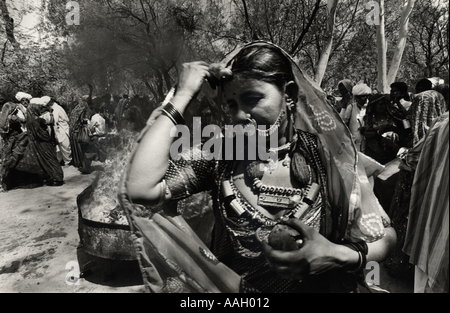 Bishnoi Indianerin Rajasthan Indien Stockfoto